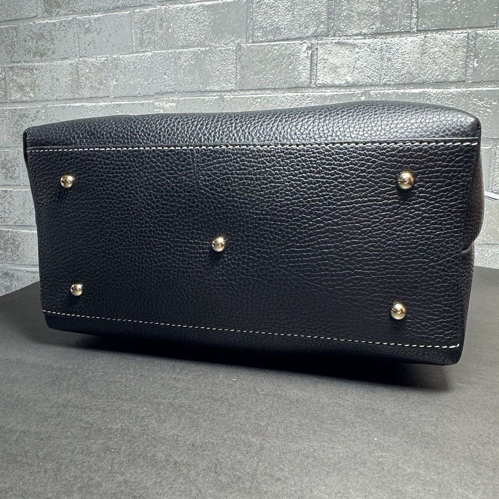 Dooney & Bourke Lucca Leather Barlow Black Pebble Satchel NWT Strap Bag - Picture 9 of 10